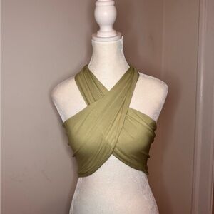 SHEIN Light Olive Green Wrap Top